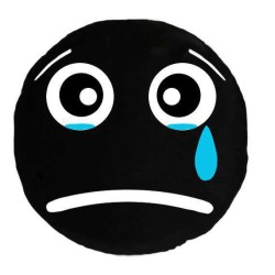 Soft Smiley Emoticon Black Round Cushion Pillow Stuffed Plush Toy Doll (Weeping)